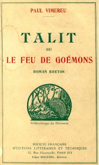 Couverture du roman Talit ou le Feu de Goémons