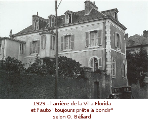 1929 - l'arrière de la Villa Florida et l'auto